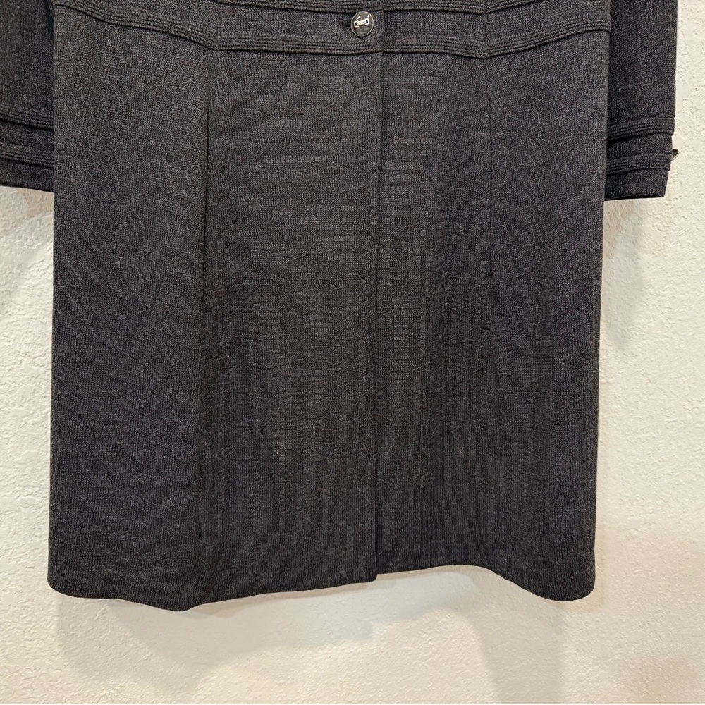 St. John Collection Santana Knit Jacket Pants wide leg Set Black Wool Blend - Picture 15 of 16